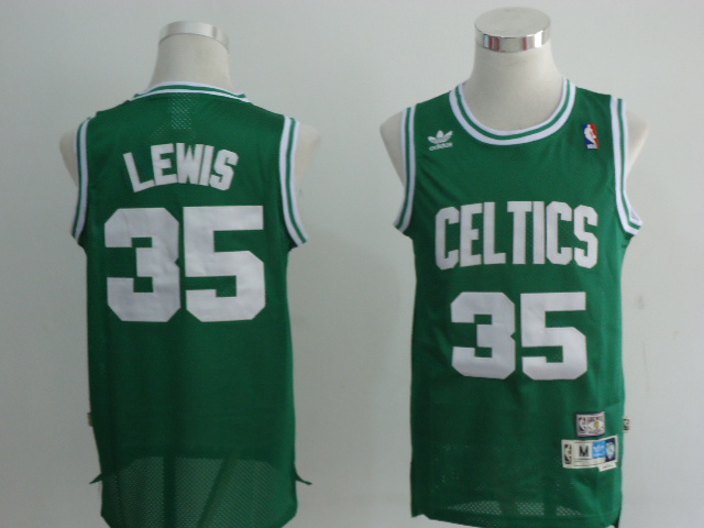  NBA Boston Celtics 35 Reggie Lewis 1987 1988 Swingman Throwback Green Jersey